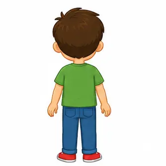 Child standing with their back facing forward