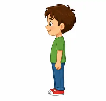 Child turning to show the left side of their body