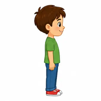 Child turning to show the right side of their body