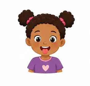 Child showing tongue a little