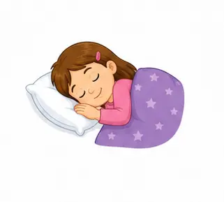 Child pretending to sleep peacefully