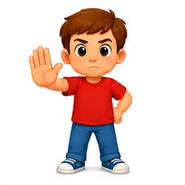 Simon Says commands for kids – child showing a stop gesture