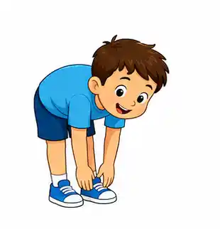 Child bending down to touch their feet