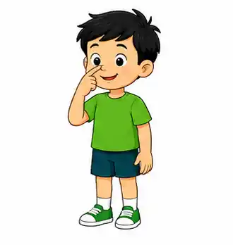Child touching the tip of their nose