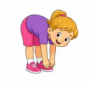 Child bending forward toward their toes