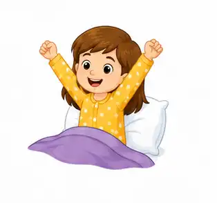 Child waking up and sitting upright