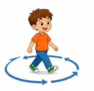 Simon Says movement for kids – child walking around the room