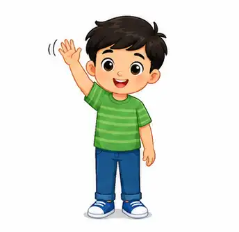 Child waving the right hand