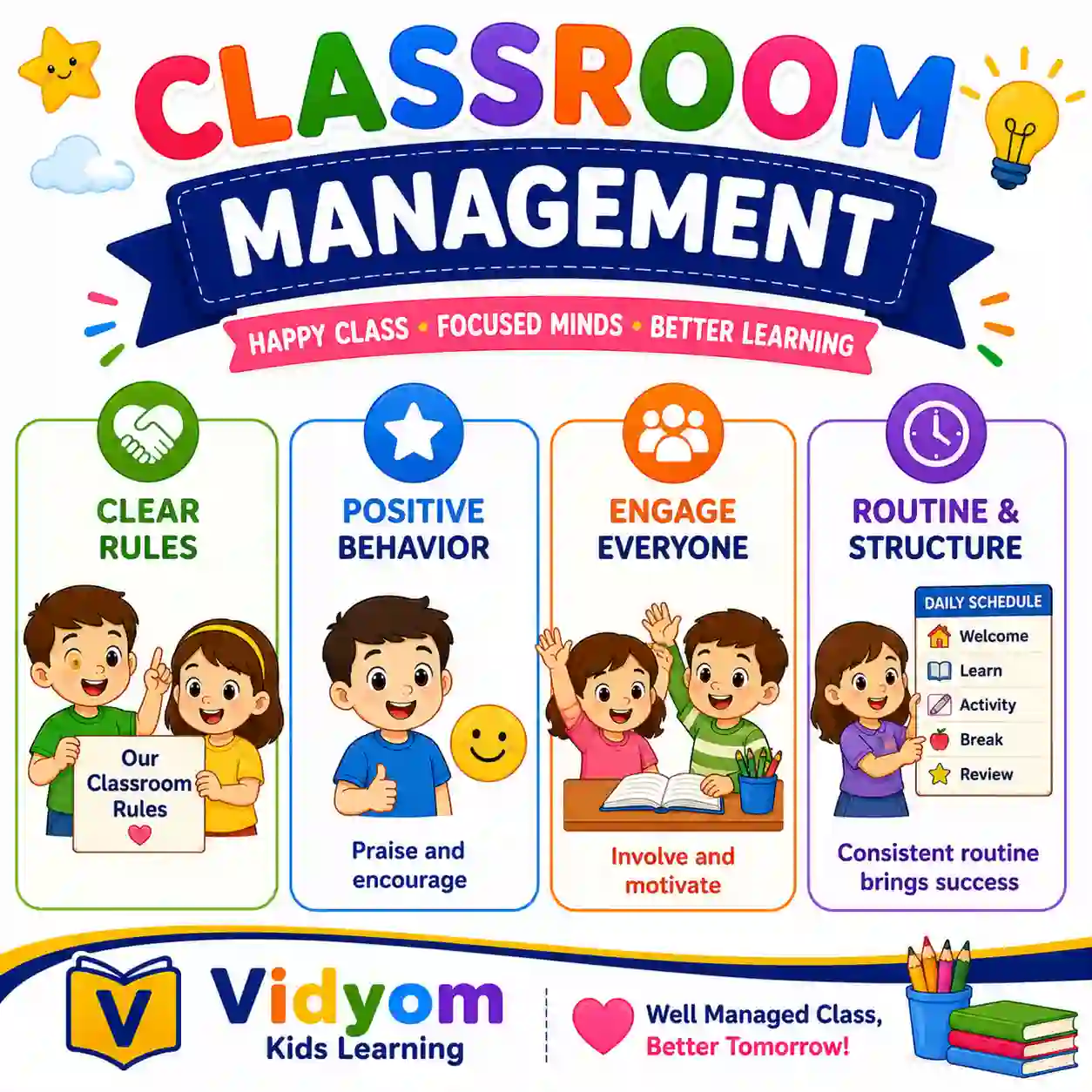 Preschool teacher managing classroom routines behaviour circle time and inclusive learning