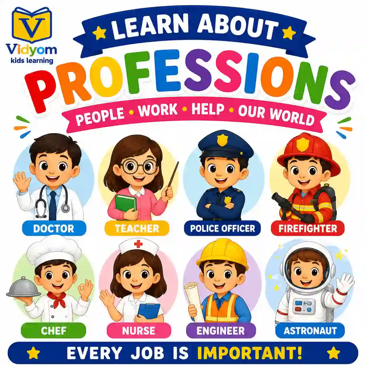 Learn about professions with jobs and community helpers for kids