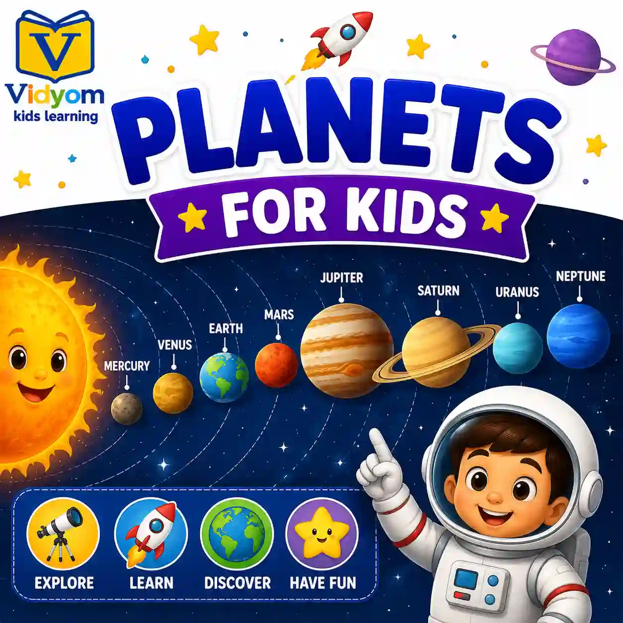 Planets for kids with Earth Mars and Solar System learning
