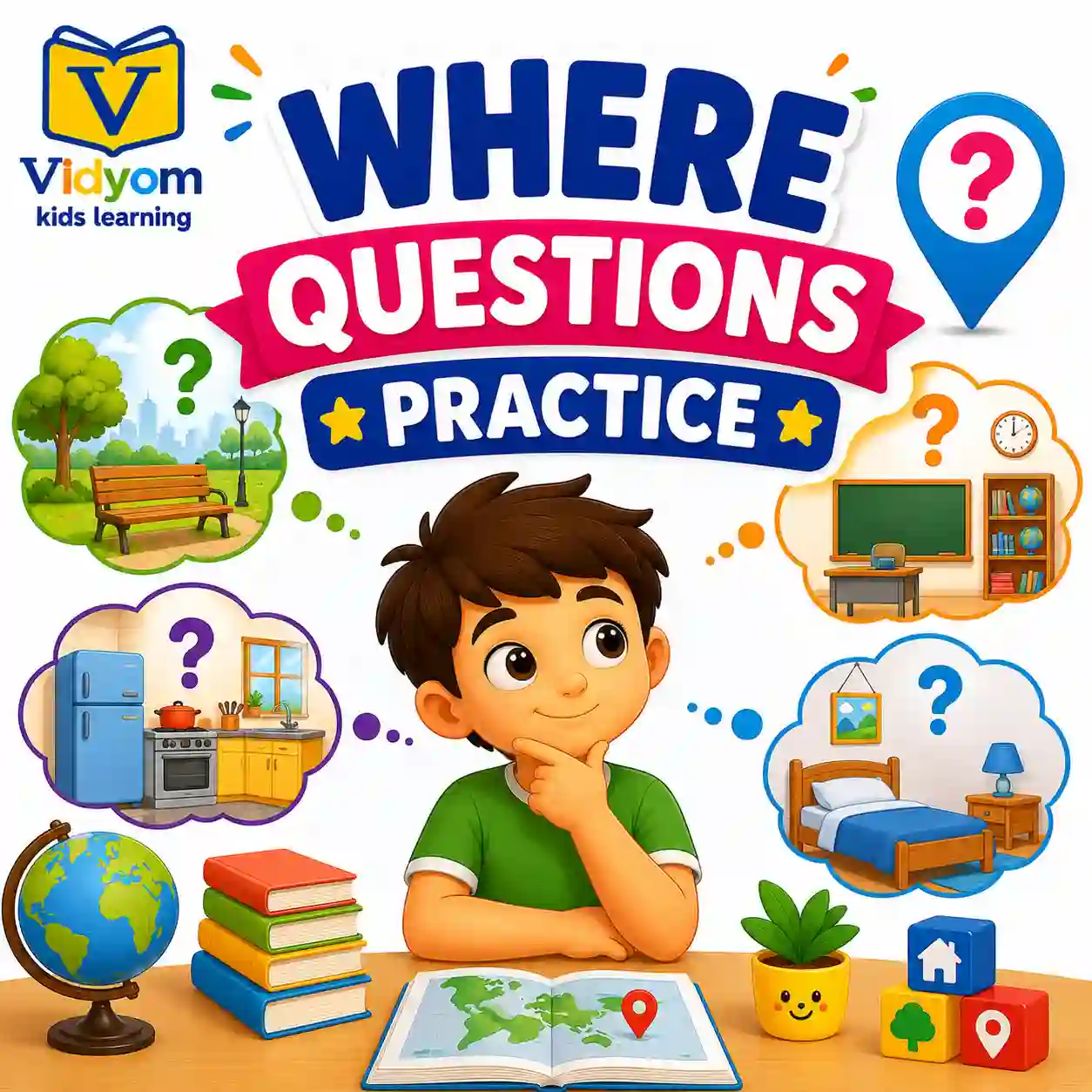 Where Questions Practice with easy location questions and answers for kids and preschoolers