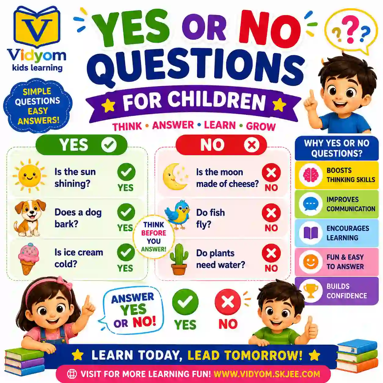 Yes or No Questions for Children with easy preschool kindergarten daily life and quiz practice
