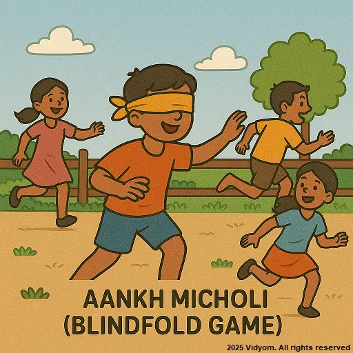 Children playing Aankh Micholi blindfold game