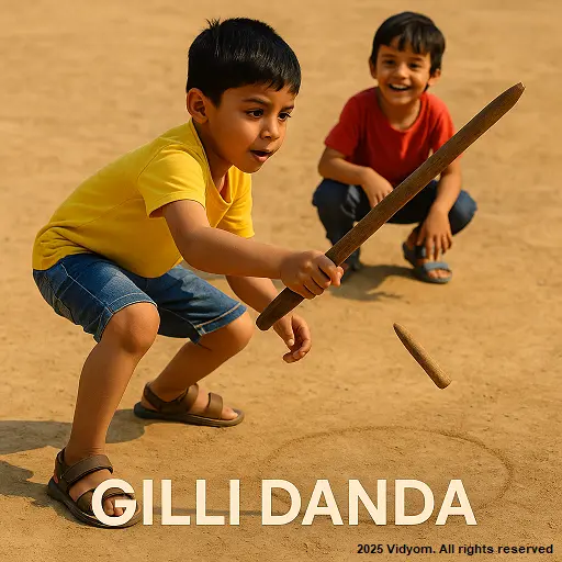 Gilli Danda – traditional Indian games for kids picture card