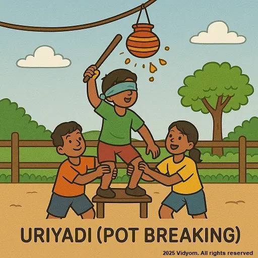 Children playing Uriyadi Pot Breaking
