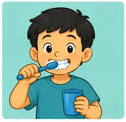 Child brushing teeth before bed