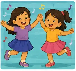 Children dancing happily