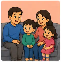 Family spending time together at home