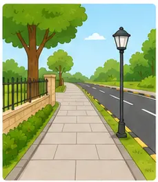 Footpath beside a road for walking