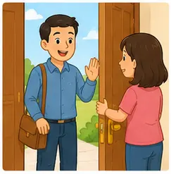 Guest being welcomed at the door