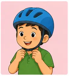 Child wearing a helmet on a bike