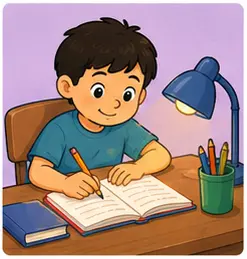 Child doing homework at home