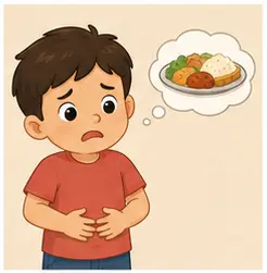 Hungry child illustration for daily life vocabulary for kids