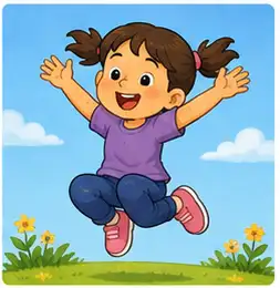 Child jumping for playground vocabulary for kids