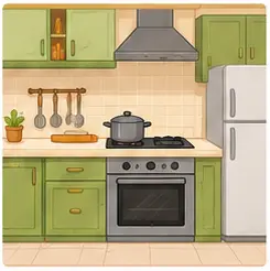 Kitchen interior for daily life vocabulary at home