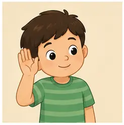 Child listening carefully for teacher rules vocabulary for kids