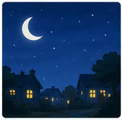 Dark night sky with the moon
