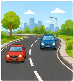 Road with cars for outdoor vocabulary