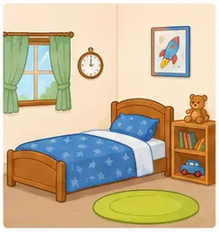 Child's room for daily life vocabulary at home