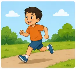 Child running outside for playground vocabulary for kids