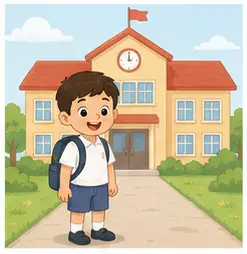 School illustration for daily life vocabulary for kids