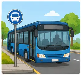 Bus stopping at a bus stop