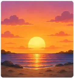 Orange sunset in the evening sky