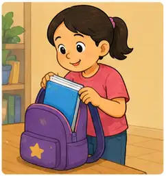 Child taking a school bag