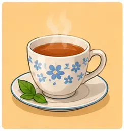 Warm cup of tea in the evening
