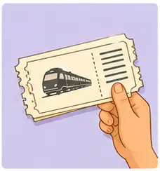 Travel ticket for a bus or train