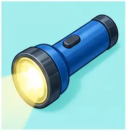 Handheld torch shining light at night