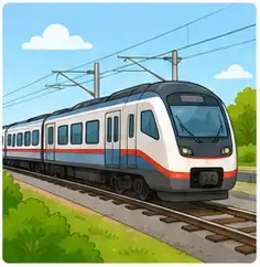 Train running on railway tracks