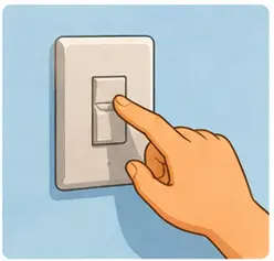 Child turning off a light switch