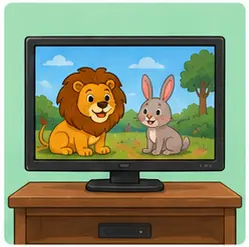 Television showing a children's cartoon