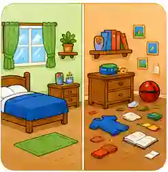 Clean and messy opposite vocabulary for kids