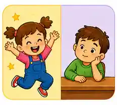 Excited and bored vocabulary for kids