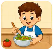 Kitchen actions vocabulary for kids
