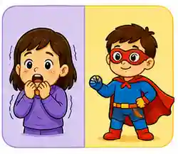 Scared and brave vocabulary for kids