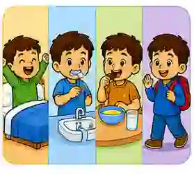Time routine vocabulary for kids